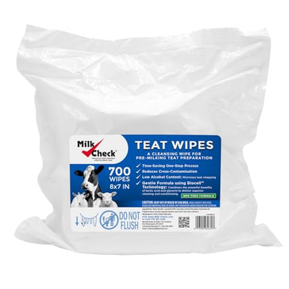 Milk Check - Teat Wipes 7' X 8' Refill [CASE – 2800 Wipes] - size: 700 Count (Pack of 4)