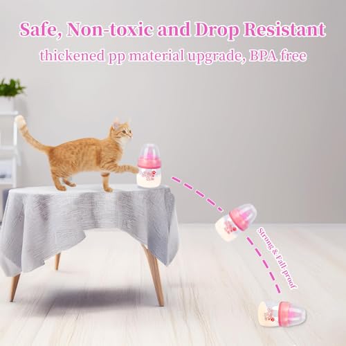 Pet Feeding Bottle and Syringes,60ml Nursing Bottle, 3 Sizes Nipples with Ventilation Valve Resistant Tearing Perfect for Puppies, Kittens, Small Wildlife (Pink) - color: Pink