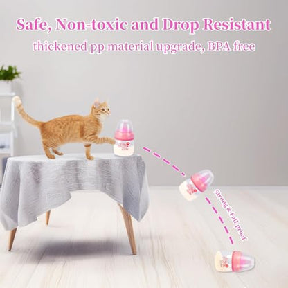 Pet Feeding Bottle and Syringes,60ml Nursing Bottle, 3 Sizes Nipples with Ventilation Valve Resistant Tearing Perfect for Puppies, Kittens, Small Wildlife (Pink) - color: Pink