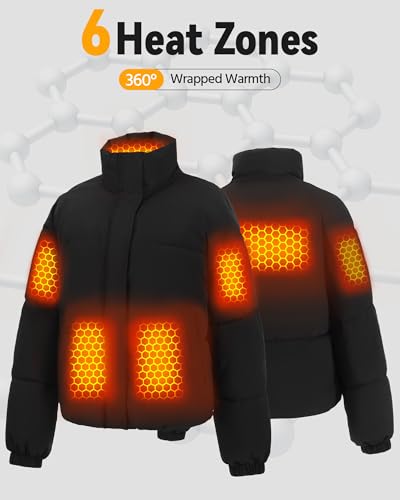Genovega Graphene Women Heated Jacket 12V Fast Charge 18400mAh Large Capacity - color: Black, size: Large