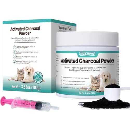 Activated Charcoal for Dogs, Cats, and All Pets, Charcoal for Dogs Poisoning, Digestive Health, Gas & Liver Support, Non-GMO, Gluten Free,3.53oz(Powder) - size: 3.53oz