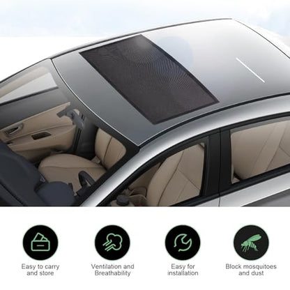 Magnetic Car Sunroof Sun Shade, Auto Sunroof Cover, Breathable Mesh Window Screen Covers for Camping, UV Protection Screen for Moonroof and Side Window, Car Camping Accessories