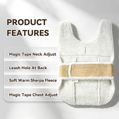 NAMSAN Winter Dog Coat Medium Breed, Sherpa Fleece Medium Dog Jacket for Cold Weather, Warm Dog Vest with Leash Hole, Snowproof Doggy Clothes, Adjustable, Easy to Wear, M - size: Medium (Chest:21.5 in-26 in)