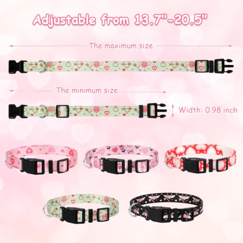 5 Pack Heart Goat Collars with Bells,Anti-Lost Pet Collar - color: Heart Print-colored
