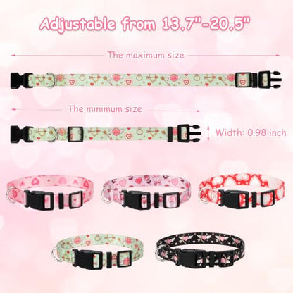 5 Pack Heart Goat Collars with Bells,Anti-Lost Pet Collar - color: Heart Print-colored
