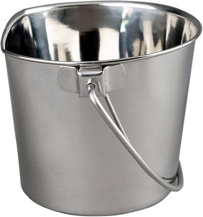 ADVANCE PET PRODUCTS 13 Quart Heavy Duty Stainless Steel Flat Side Bucket | Durable Food & Water Pail for Dogs, Cats, Kennels, Cages and Critter Crates | Multi-Purpose Bucket - size: 13 Quart - Not Hooked