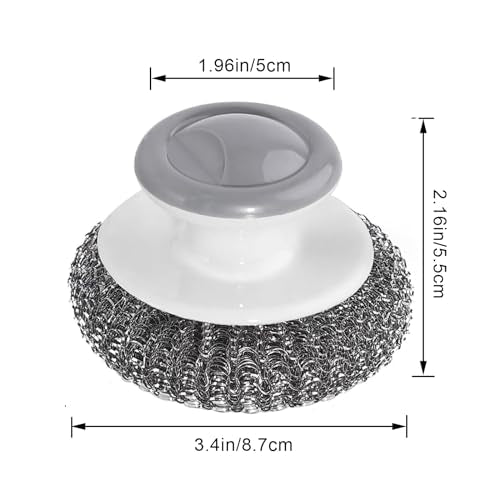 24Pack Steel Wool Scrubber with Handle, Stainless Steel Scrubber for Cleaning Cast Iron, Dishes, Stock Pots, Pans, Griddles, Grills - color: 24pack