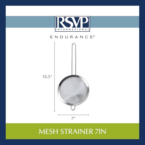 RSVP International Endurance Kitchen Collection, Stainless Steel Fine Mesh Conical Sieve/Colander, Multi-Purpose for Cooking, Baking, Loose Leaf Tea, Bar Strainer Cocktails, 7-Inch - size: 7-Inch