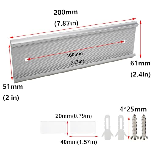 Antrader 10Pcs Aluminium Name Plate Holders,Silver,2"×8" Blank Door Signs - color: Silver,10pcs