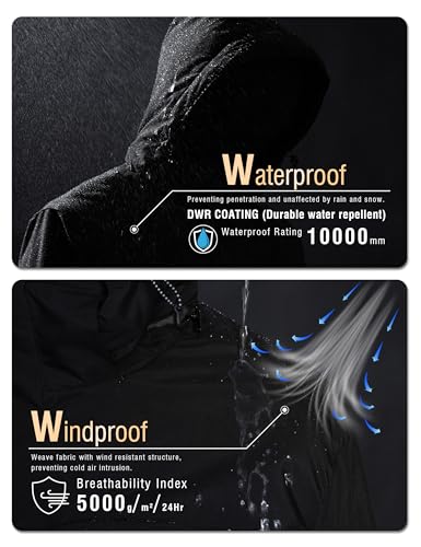 QMP Winter Jackets For Men with Hoode Ski Snow Snowboarding Waterproof Fleece Liner Coats Windproof Raincoat 6 Pockets - color: Navy, size: Medium