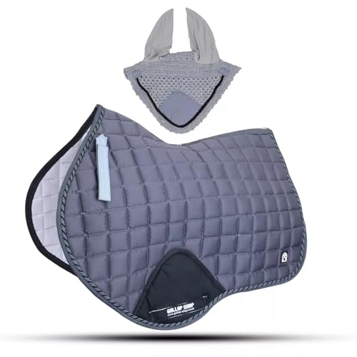 Close Contact Jumping Saddle Cloth Numnah Saddle Pads Free Ear (Ship from USA) - color: Grey, size: Full