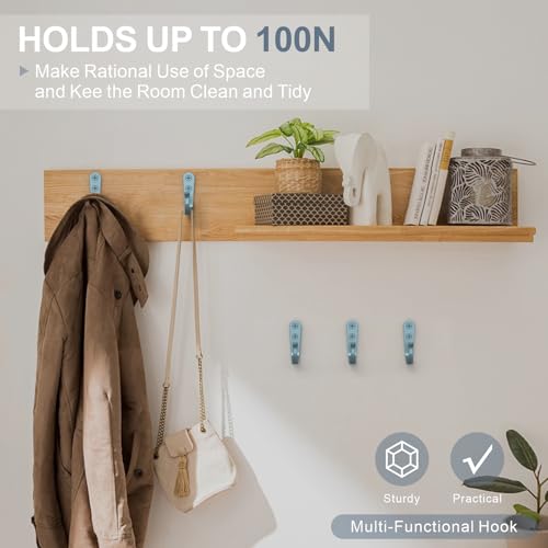 BREYDROK 20-Pack Coat Hooks for Hanging, Heavy Duty Blue Metal Wall Hooks | Single Prong Hanging Hooks with Screws for Towels, Backpacks, Hats, Kitchen Hook - color: 20pcs + Light Blue