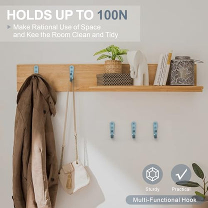 BREYDROK 20-Pack Coat Hooks for Hanging, Heavy Duty Blue Metal Wall Hooks | Single Prong Hanging Hooks with Screws for Towels, Backpacks, Hats, Kitchen Hook - color: 20pcs + Light Blue