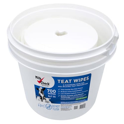 Milk Check - Teat Wipes 7" x 8" [PAIL - 700 wipes] - size: 700 Count (Pack of 1)