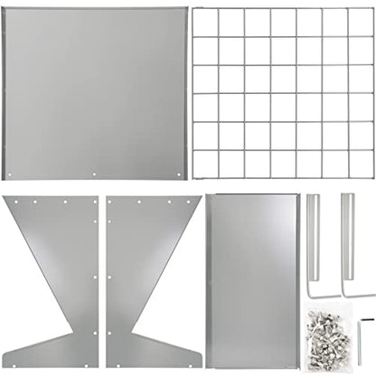 Wall Mount Hay Rack, Metal 2 in 1 Hay and Grain Feeder - color: Silver