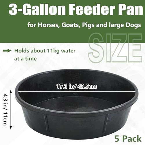 Sadnyy 3 Pcs 12 Quart/ 3 Gallon Rubber Feeder PanUtility Horse Feed Bucket - size: 12 Quart/ 3 Gallon