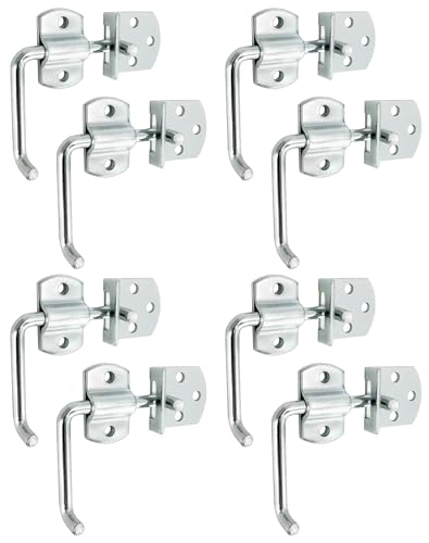 QWORK Surface-Mounted Straight Side Gate Latch Set – Zinc-Coated Metal Locking Hook for Trailers, Wood Gates & Sheds