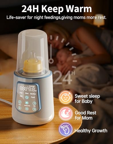 12 in 1 Fast Baby Bottle Warmer Constant Temp Milk Warmer Fits All Bottles | Even Heating No Hot Spots, Night Mode, Sterili-zing for Breastmilk & Formula Blue - color: Fast-Blue