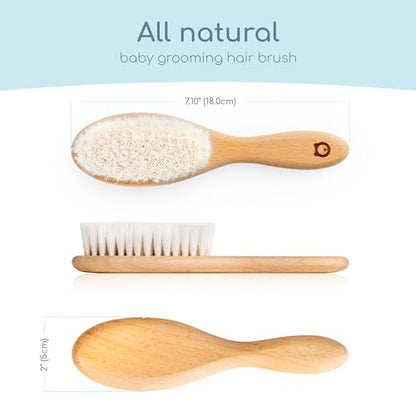 Soft Wooden Baby Hair Brush for Newborns & Toddlers in Chic Gift Box - Ultra Soft Natural Goat Hair - Perfect Registry Gift (Goat hair brush - Oval) - color: Goat hair brush - Oval