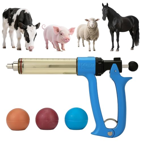 50ml Semi-Auto Repeating Livestock Syringe Gun, 5 Dose Settings - color: Blue50ML