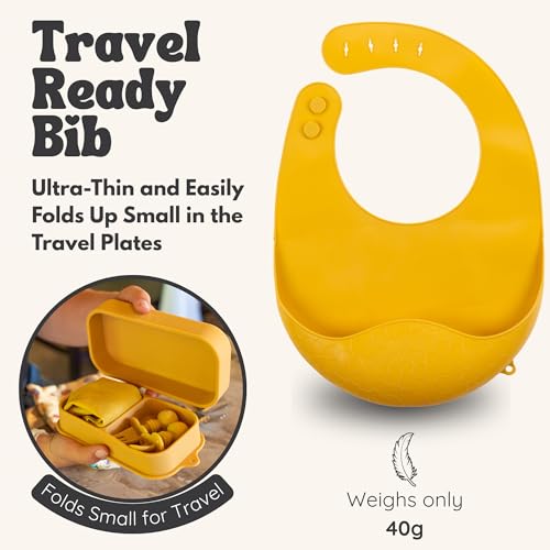 Baby Travel Feeding Set with Silicone Suction Plates, Yellow Small - color: Yellow