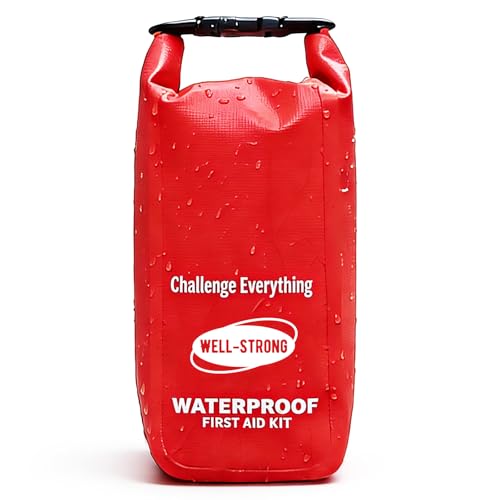 Waterproof First Aid Kit Roll Top Boat Emergency Kit with Waterproof Contents for Fishing Kayaking Boating Swimming Camping Rafting Beach Red - color: Ws011-red