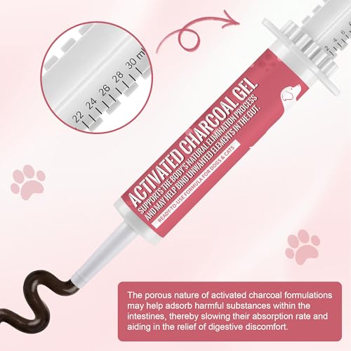 Activated Charcoal for Dogs and Cats - Supports Digestive Comfort Anti-Diarrheal, Toxin Absorber for Pet Emergency, Puppy & Pet Poisoning Kit, 30 ml
