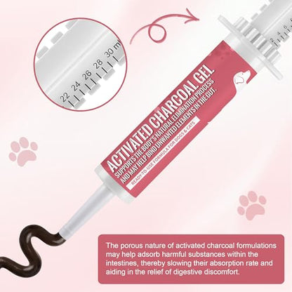 Activated Charcoal for Dogs and Cats - Supports Digestive Comfort Anti-Diarrheal, Toxin Absorber for Pet Emergency, Puppy & Pet Poisoning Kit, 30 ml