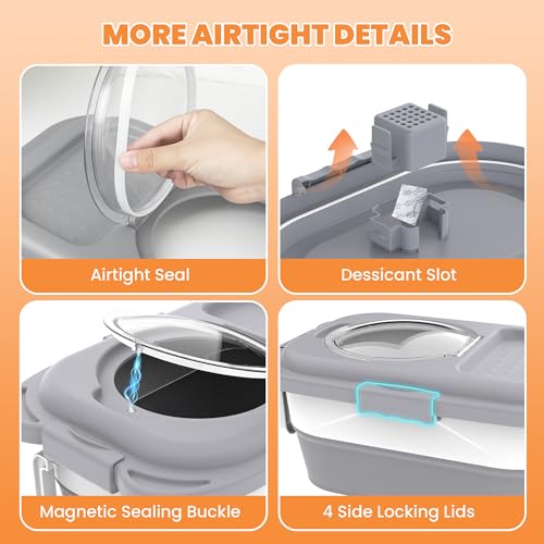 HOYTAMDAR 25-28lb Collapsible Dog Food Storage Container,Dog Food Container - color: Grey-28lbs