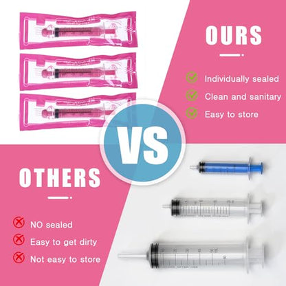TrelaCo 20 Pack 10ml Oral Syringes with Cap Plastic No Needle, Pink | Measuring Dispensing for Liquid Medication, Individually Sealed, Pet Feeding Lab Sample, Clear Graduated Markings,Halloween - size: Pink