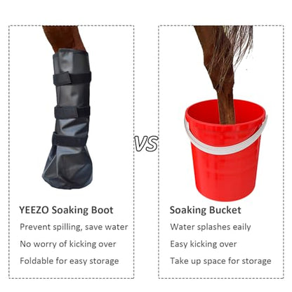 yeezo Hoof Soaking Boot Horse Soaker Hooves Treatment Bag with EVA Pad 1 Pair - color: Black-1 Pack