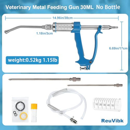 30ml Adjustable Livestock Drench Gun for Goats, Sheep & Cattle - color: Blue, size: 30ML NO Kettle