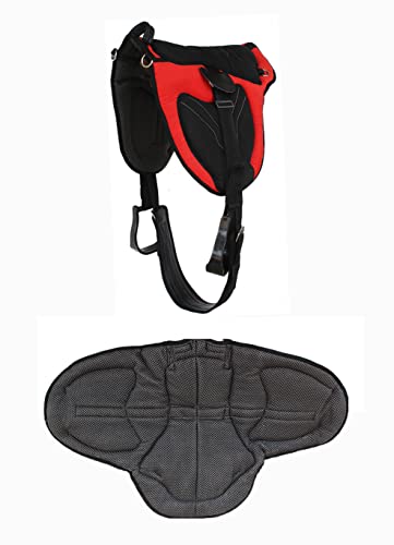 CHALLENGER Western Trail Neoprene Padded Bareback Saddle Pad Cinch 39203 - color: Red Black