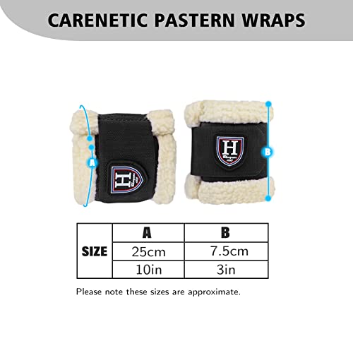 Harrison Howard Essential Premium Horse Pastern Wraps with Berber Fleece Lining, Sold in Pairs - color: Black