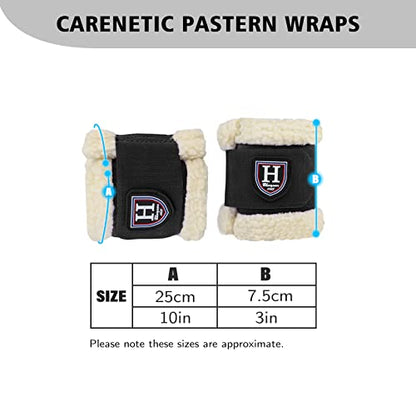 Harrison Howard Essential Premium Horse Pastern Wraps with Berber Fleece Lining, Sold in Pairs - color: Black