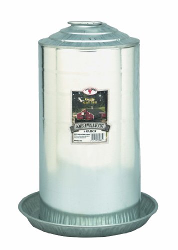 Little Giant® Double Wall Metal Poultry Fount | Poultry Waterer | Heavy Duty Galvanized Steel Waterer | Made in USA (Silver, 8 Gallon) - size: 8 Gallon