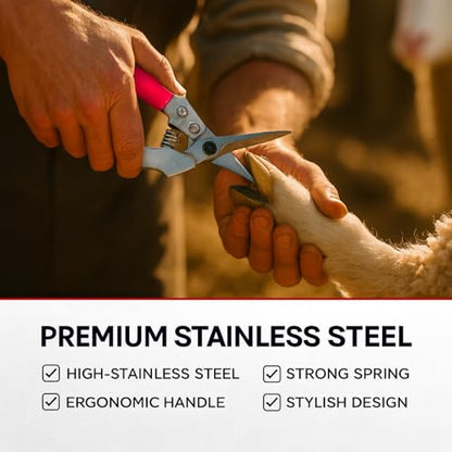 Goat Hoof Trimmers and Farrier Shears – Versatile Hoof, Wire, and Pipe Cutting Tool for Livestock – Silver (Silver-Red 1pack) - style: Silver-Red 1pack