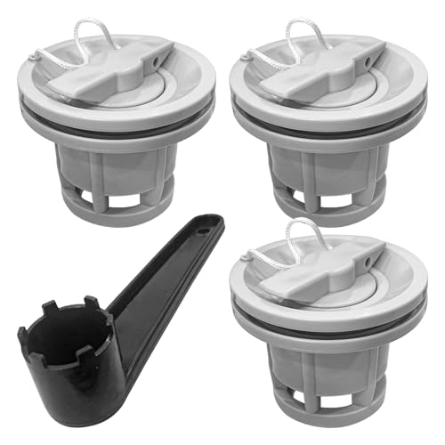 3Pcs Boat Air Valve, Double Seal Inflatable Boat Air Gas Valve Replacement for Inflatable Raft Dinghy Kayak Canoe with Filter Mesh and 8-Groove Spanner - size: One Size