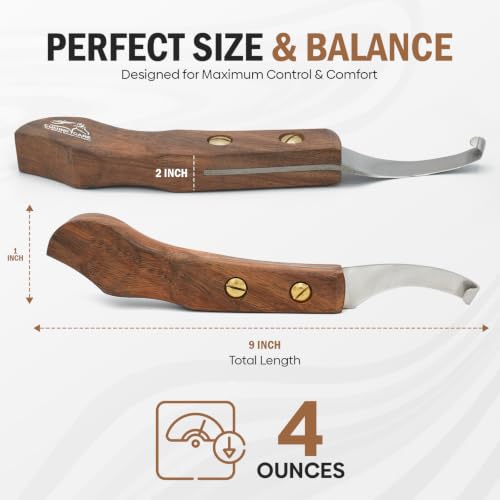 Equine Care Right-Handed Farrier Hoof Knife, Sheesham Wood Handle - style: Right Handed