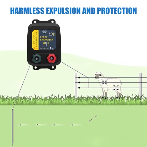 Electric Fence Charger, 5 Mile Electric Fence Energizer,Electric Fence for Preventing Wild Animals Intruding - color: 5 MILE, size: 2/5 MILE SET