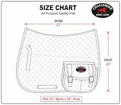 CHALLENGER Horse English Quilted Fleece Padded Dressage Saddle Pad with Pockets 72121-124 - color: Brown, size: 23" Spine x 22" Drop