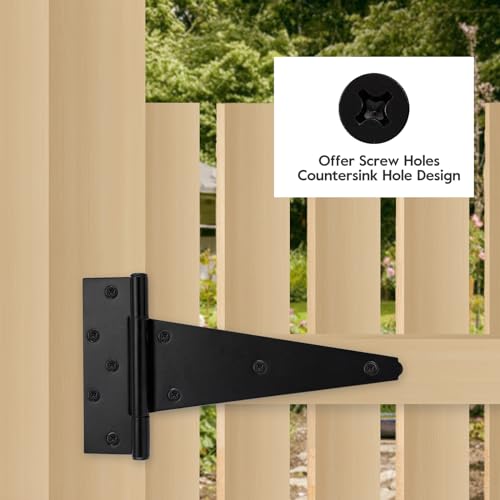 HOME MASTER HARDWARE 10" Heavy Duty Gate Hinges, 2 Pack T Strap Hinges - size: 10 in-2 Pack