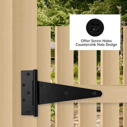 HOME MASTER HARDWARE 10" Heavy Duty Gate Hinges, 2 Pack T Strap Hinges - size: 10 in-2 Pack
