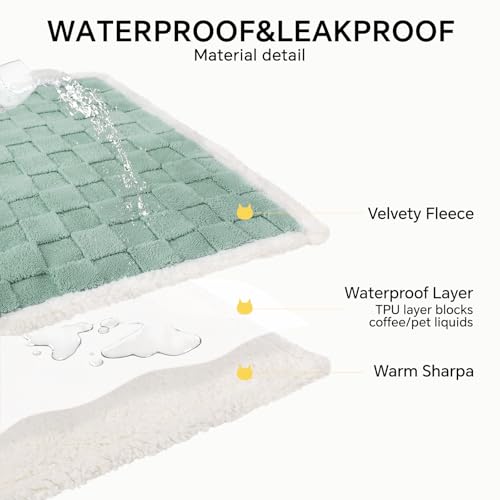 Luciphia Waterproof Dog Blanket, Reversible Fleece & Sherpa, Couch Cover - color: Mint Green, size: Large (65x57 inch)
