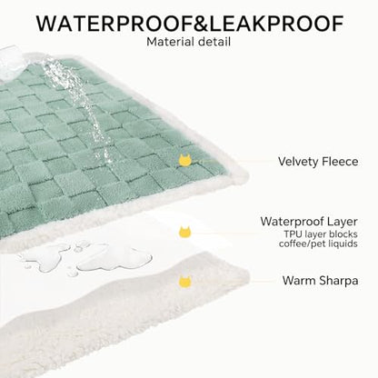 Luciphia Waterproof Dog Blanket, Reversible Fleece & Sherpa, Couch Cover - color: Mint Green, size: King (100x85 inch)