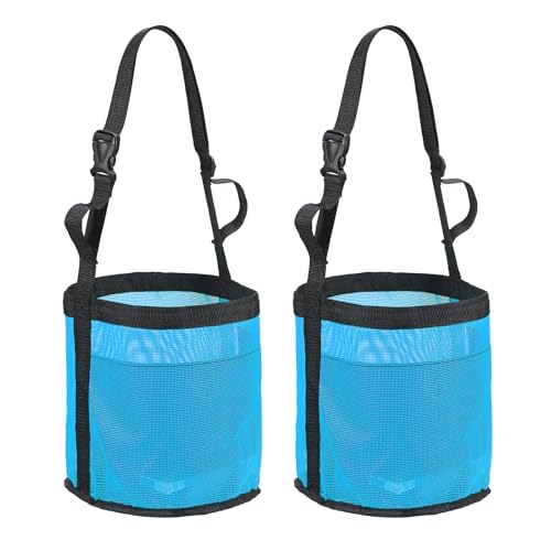 Horse Feed Bag Horse Muzzle Hay Bags with Strap (Blue M 2Pcs) - color: Blue, size: M