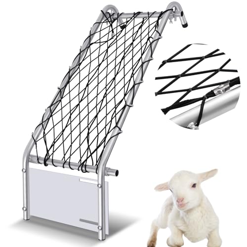 Wonderjune Deck Chair for Sheep Metal Sheep Chair Hoof Trimming Heavy Duty Goat Stand with Webbing Adjustable Width 10-16 Inch Livestock Handling Supplies for Hoof Trimming Lamb, 55.1" x 20.9"