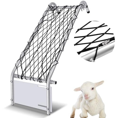 Wonderjune Deck Chair for Sheep Metal Sheep Chair Hoof Trimming Heavy Duty Goat Stand with Webbing Adjustable Width 10-16 Inch Livestock Handling Supplies for Hoof Trimming Lamb, 55.1" x 20.9"
