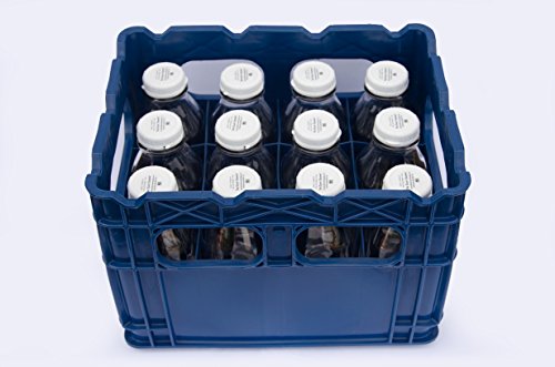 Plastic Crates for Glass Milk Bottles Commercial Duty (Set of Twelve 1 Ltr / 33.8 Oz Glass Bottles including Crate) - size: Set of Twelve 32 Oz Glass Bottles including Crate