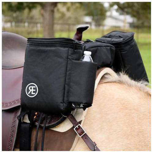 Reinsman Pommel Cooler Bag | Equestrian Durable Convenient Spacious 2-Side Nylon Insulated Bag with Stainless Steel Hardware | Easy Attachment to The Swell with Adjustable Strap - color: Black
